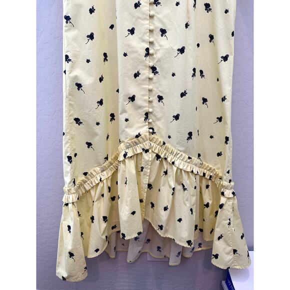 CRAS | Tuva Yellow Floral Ruffle Button Midi Dress NWT | Medium - Picture 4 of 10